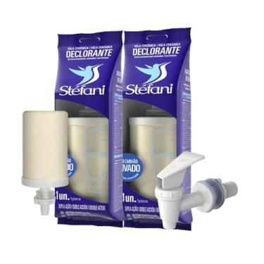 Imagem de Kit 2 Velas Carvão Ativado São João Stefani + Torneira Click Para Filtros De Barro E Filtros Gravidade (KIT TORNEIRA BRANCA)