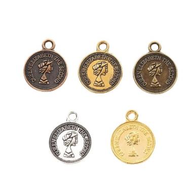 Imagem de LINYONG 250 peças de berloques de moedas de beleza 17 x 13 mm pingentes de contas para fabricação de joias e artesanato para colar e pulseira