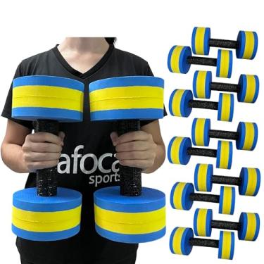 Imagem de Kit 5 Pares Halteres de Hidroginástica Redondo em EVA DF4017-AZ 3-4Kg Azul/Amarelo Dafoca Sports