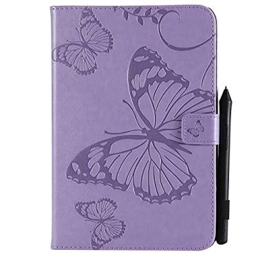 Imagem de Slim Lightweight Embossed Butterfly Pattern PU Leather Flip Stand & Card Slots Compatível com Samsung Galaxy Tab A 8.0 polegadas SM-T350/T355 Capa para tablet (Cor: Roxo)