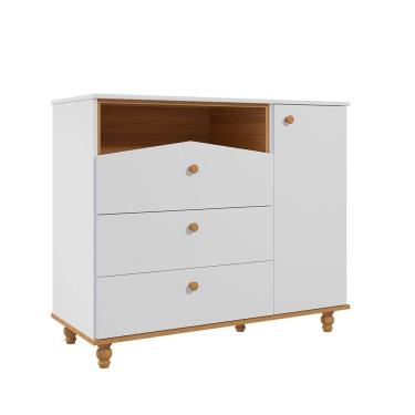 Imagem de cômoda infantil casinha 1 pt 3 gv branca e nature