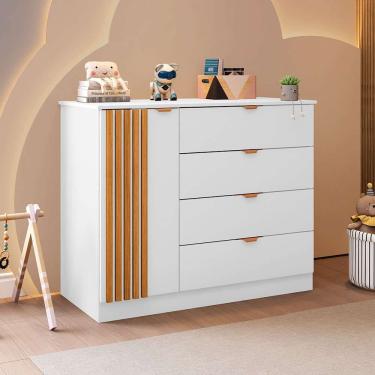 Imagem de cômoda infantil ayla 1 pt 4 gv branca