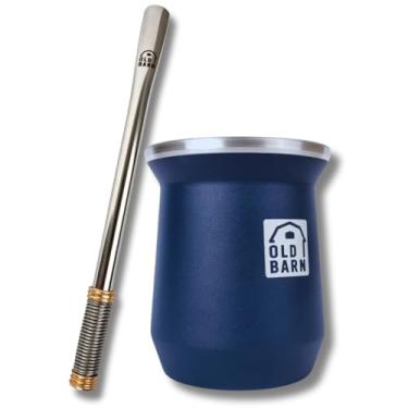 Imagem de Kit De Tereré Cuia Térmica Parede Dupla De Alumínio 300ml Bomba De Inox Polida Mola Externa Old Barn Cor:Azul