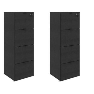 Imagem de Kit 2 Gaveteiros Arquivo 4 Gavetas para Pastas Suspensas Kuaq40 Kuadra Espresso Móveis Preto