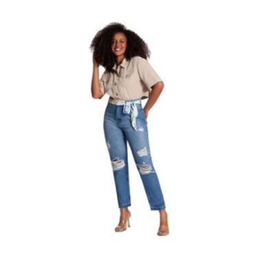 Imagem de Calça Jeans Lunender Mom Destroyed Azul Tam. 42-Feminino
