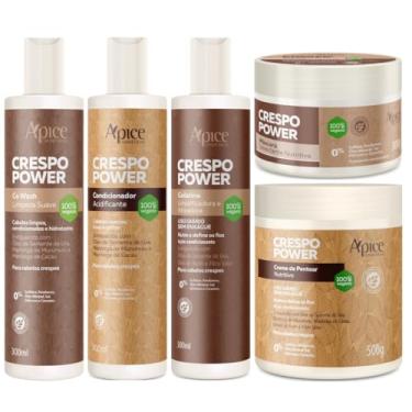 Imagem de Kit Apse Crespo Power Linha Completo 5 Produtos C/Co Wash Tratamento Cabelo Vegano Profissional