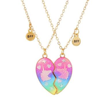 Imagem de Lezmoii Colar da Amizade para Melhor Amigo Combinando Unicórnio Magnético Sereia BFF Colar para 2 Meninas Presentes de Amizade, 15.7 inches, Zinco, Sem Pedra Preciosa