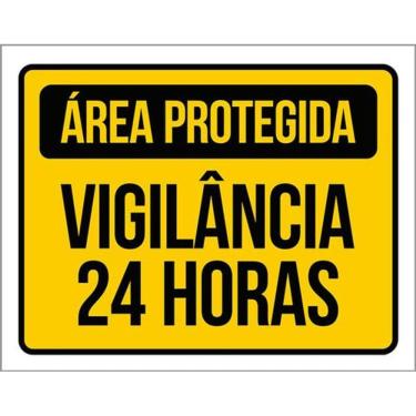 Imagem de Kit 10 Placas Área Protegida Vigilância 24 Horas 36X46