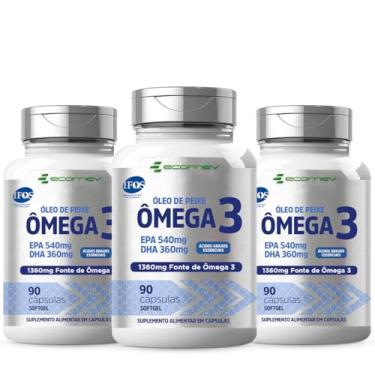 Imagem de 3 Potes Omega 3 Ultra 1360Mg EPA DHA Cert. Importado Pureza IFOS 270 Cáps - Ecomev