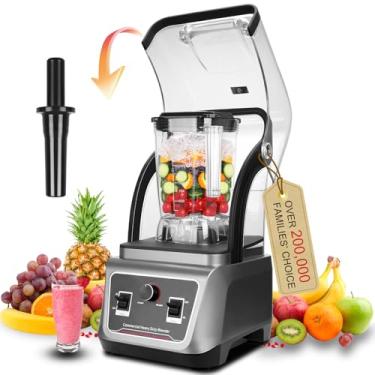 Imagem de Hijolla Liquidificador comercial com escudo à prova de som, liquidificadores profissionais silenciosos de 1,984 g, liquidificador resistente com potência de nível profissional forte e silencioso,