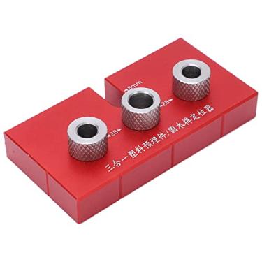 Imagem de Gabarito de Cavilha de Madeira Rápido e Estável 3 Em 1 Localizador de Punção para Ferramentas de Marcenaria, Liga de Alumínio (vermelho)