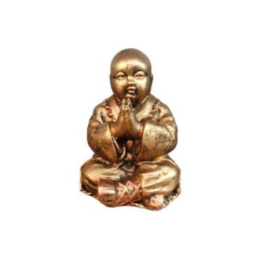 Imagem de Estatueta Decorativo Pequeno Buda Chines Rezando Dourado - Hp Decor