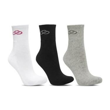Imagem de Meia Olympikus Cano Médio pacote c/ 3 pares Feminino, Preto, 33-38