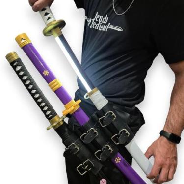 Imagem de Cinto De Quadril Para Três Katanas Ou Espadas Em Couro - Tenda Medieva