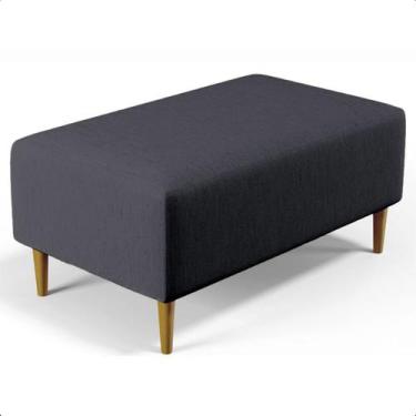 Imagem de Puff Sala Damon Multiuso Linho Preto Pés Palito Castanho  - ARKELL, Pr