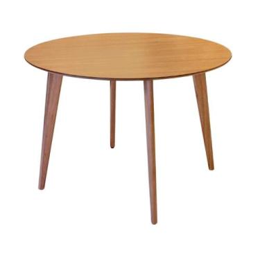 Imagem de Mesa Redonda de Jantar em Madeira 90cm - Dina cor Freijó - DelJu