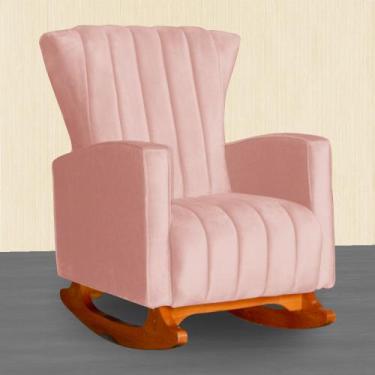 Imagem de Poltrona Estofada de Balanço Melinda Veludo Rosa - LM DECOR