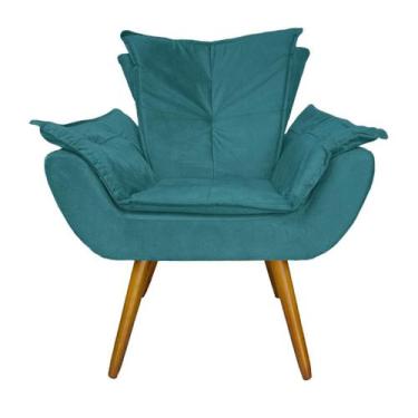 Imagem de Poltrona Decorativa Estofada Pés Palito Para Quarto Closet Apolo Suede