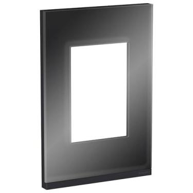 Imagem de Placa 4X2 3 Módulos Glass Dark Orion Class Schneider, Preto