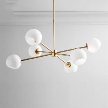 Imagem de VRJVPQBE Lustre Sputnik preto, 6 luzes Magic Bean Molecular Pingente Luz Vintage Globo Lustre Luminária para Sala de Estar Restaurante Cozinha Ilha