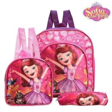Imagem de Kit Mochila Escolar Pequena Princesa Sofia De Costas Rosa - Toys 2U