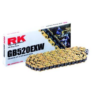 Imagem de RK Racing Chain GB520EXW-118 (Série 520) Ouro 118 Link Extremo Desempenho Off-Road e ATV Corrente de anel XW com elo de conexão