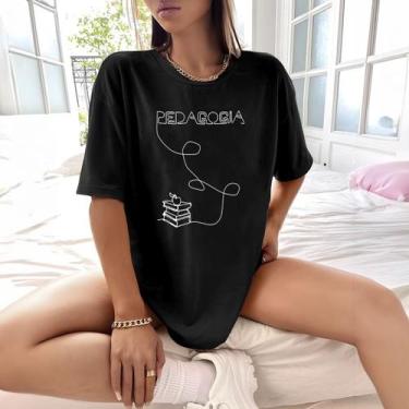 Imagem de Camisa Camiseta Feminina Estampada Line Pedagogia 100% Algodão Fio 30.