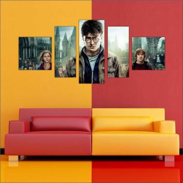 Imagem de Quadro Decorativo Harry Potter Decoração Salas Quartos Mosaico 5 Peças