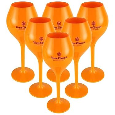 Imagem de Veuve Clicquot 6 taças amarelas modernas de policarbonato acrílico champanhe taças de piscina