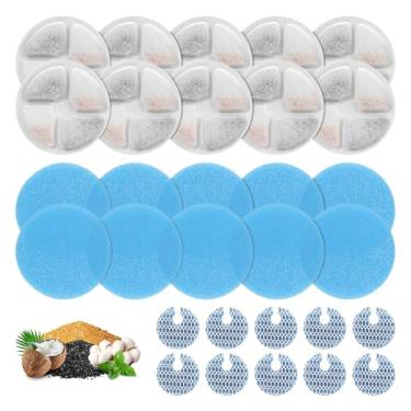 Imagem de Conjunto de 10 filtros de fonte de água para gatos para fonte de água redonda de aço inoxidável de 2 L, filtros de fonte de água ZEKIRY Pet, filtros de substituição de filtragem tripla (10 filtros, 10