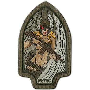 Imagem de M-Tac Morale Patch Valkyrie – Patch militar tático com gancho de fixação – adesivos para colete, mochilas, chapéus (bordado verde (verde))