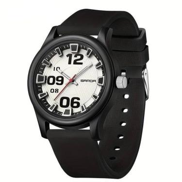 Imagem de Relógio Feminino De Quartzo - à Prova D`água, Leve Com Pulseira De Silicone Preto Branco