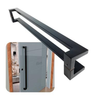 Imagem de Puxador Portas Duplo Aço Inox Preto Fosco Grécia 1 m para portas: pivotantes/madeira/vidro temperado/porta alumínio e portões