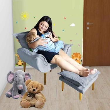 Imagem de Poltrona Puff Opala Amamentação Fixa E Confortável Tecido Suede Grafitte