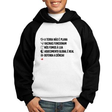 Imagem de Moletom Infantil Defenda a ciência! - Foca na Moda, Branco, Preto, 8