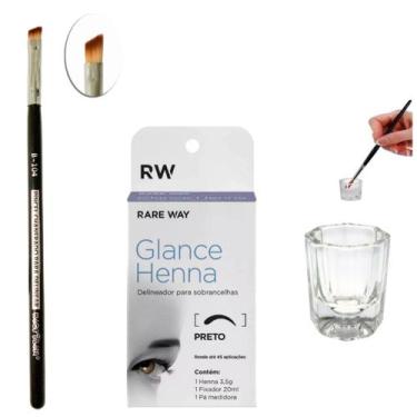 Imagem de Kit Henna Glance Sobrancelha Pincel Chanfrado Maquiagem Macrilan Dappe
