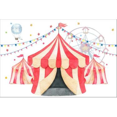 Imagem de Painel de Lona Circo Aquarela Balão Roda Gigante - Fabrika da Festa, 3