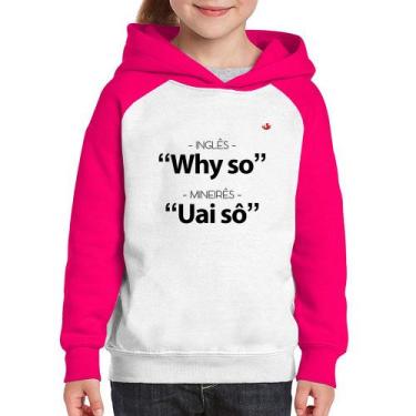 Imagem de Moletom Infantil Inglês x Mineirês - Foca na Moda, Branco, Rosa, 2