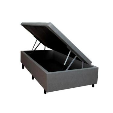 Imagem de Box com Baú Cama Solteiro Madeira Resistente Cinza - FácilPedido