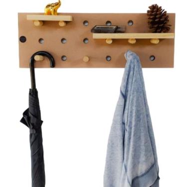 Imagem de Painel Organizador Pegboard com Prateleira de Madeira - Matarazzo Deco