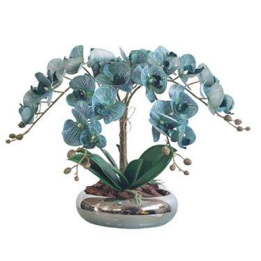 Imagem de Arranjo E Vaso Centro de Mesa 4 Orquídeas Artificiais Azul - La Caza S