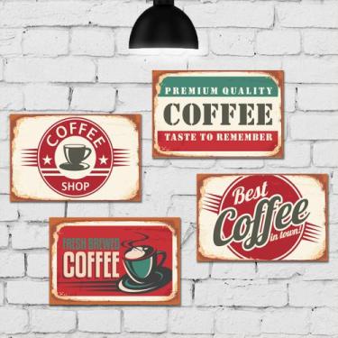 Imagem de Kit Placa Decorativa Vintage Cozinha Café MDF 20x30cm - Quartinhos