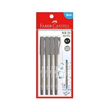 Imagem de Faber-Castell Pacote com 4 canetas esferográficas NX 23 (0,5/0,7/1,0 mm - preto/azul/vermelho) design fosco, caneta super lisa, tampa ventilada, resistente à água, ponta de agulha (0,7 mm (preto)