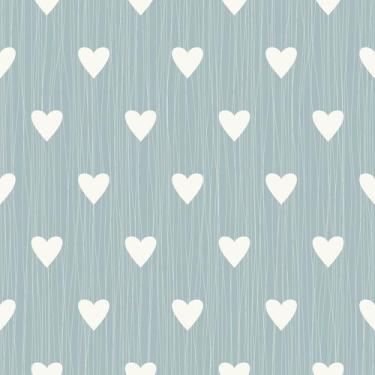 Imagem de Papel De Parede Adesivo Linho Verde Infantil Coraçoes - Criptonita, 5M