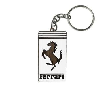 Imagem de Pacote 50 Chaveiro 3d Marca Ferrari com Argola 6cm Mdf Madeira Decorad