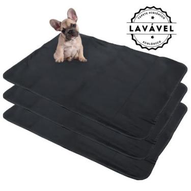 Imagem de Kit com 3 Tapetes Higiênicos 100x70 Preto 200 Lavagens para cães - Alt