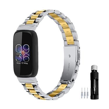 Imagem de Gheper Pulseira de relógio de metal compatível com Fitbit Inspire 3 pulseira de aço inoxidável de substituição para smartwatch inspire3 acessório para mulheres e homens
