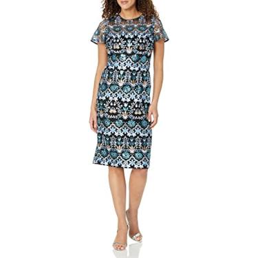 Imagem de Maggy London Vestido bordado para ocasiões femininas para festas de casamento, Azul multi, 40