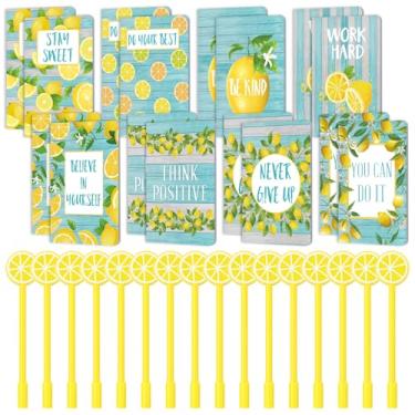 Imagem de MotiMind Conjunto de 16 mini cadernos com bolso de limão com caneta em forma de limão, agenda a granel para festa de formatura de volta às aulas, material escolar, escritório, estudantes, adultos,