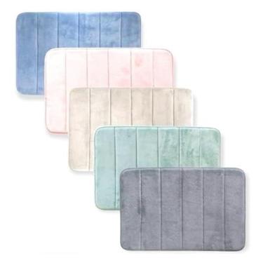 Imagem de Kit Com 2 Tapetes Super Soft Camesa Original Ultra Macio e Absorvente Antiderrapante 60cm x 40cm Cores Variadas (Rose)